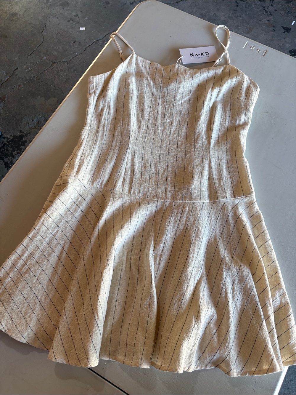 NA-KD Cream Striped Mini Sundress